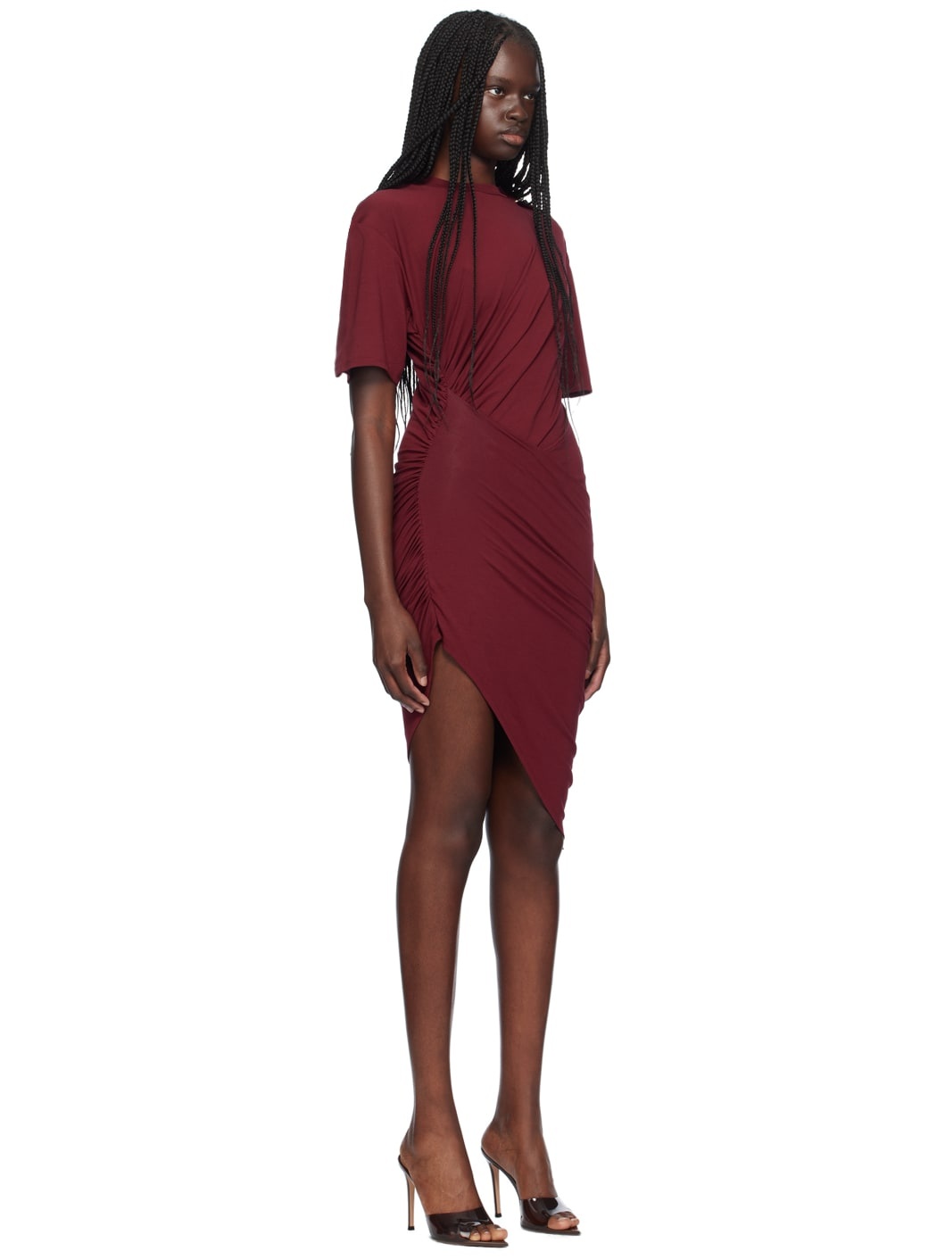 Red Draped Pierced Minidress - 2