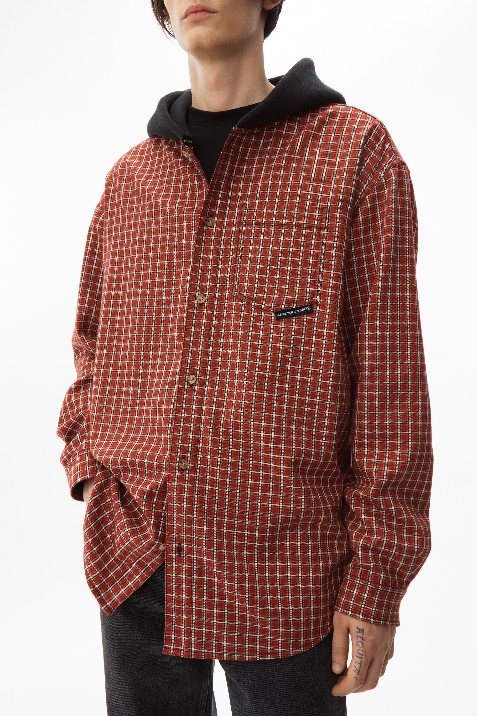 PLAID HOODED SHIRT - 3