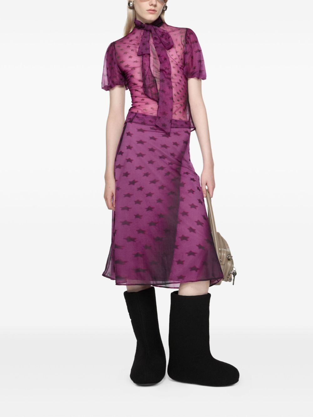 star-print jersey skirt - 2
