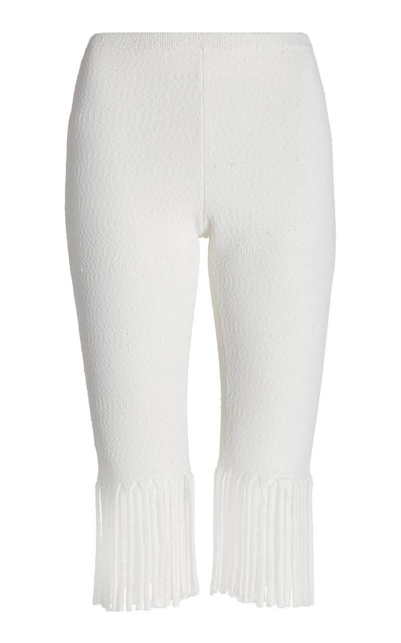 Fringed Textured-Knit Shorts white 1