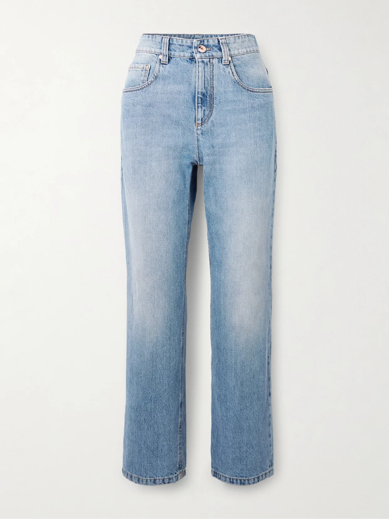 Bead-embellished Cropped Straight-leg Jeans - 1