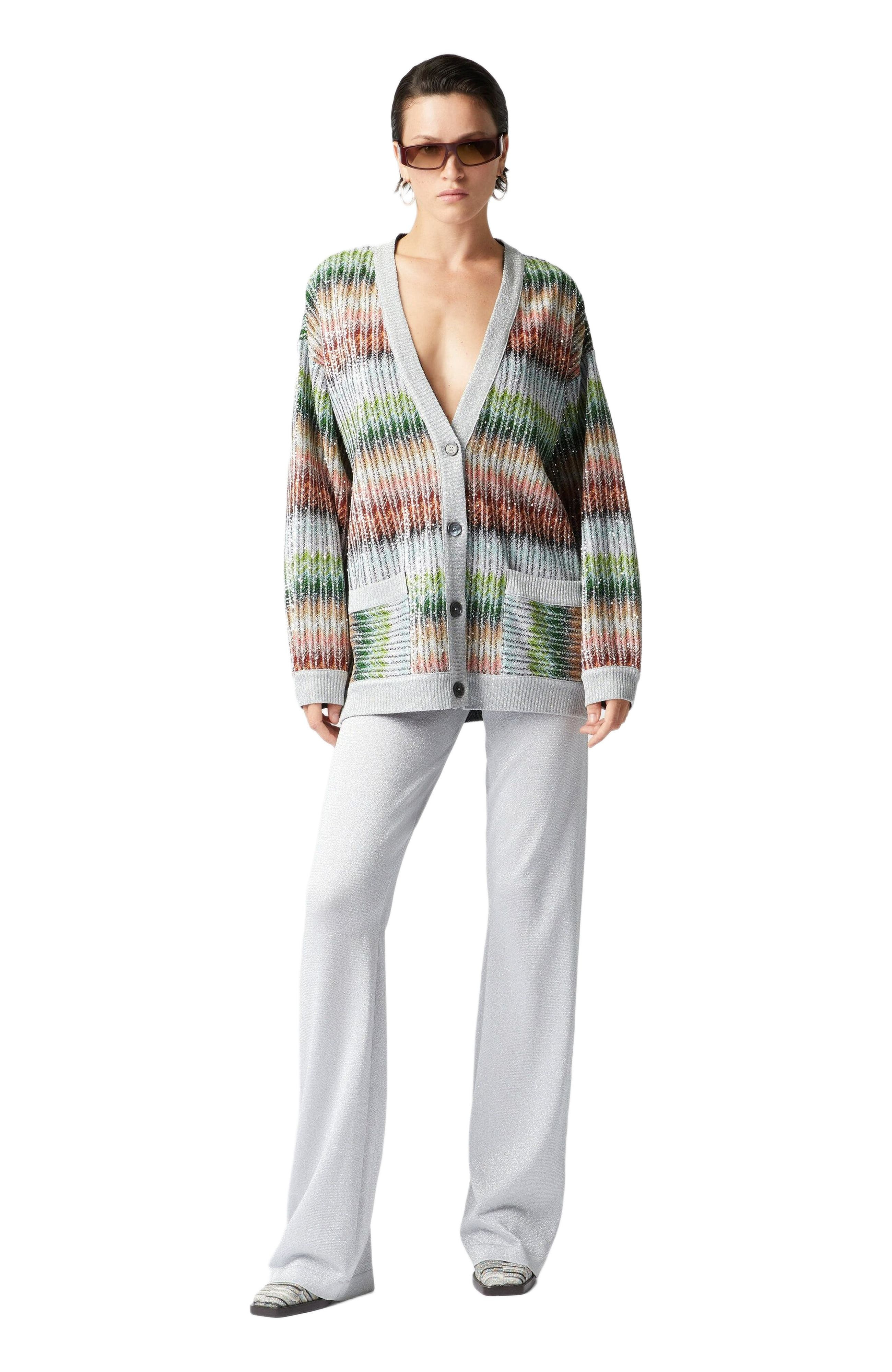 Missoni Straight Trousers In Lamé Viscose in Silver at Nordstrom - 5