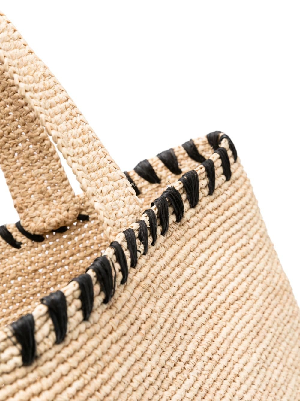 logo-embroidered raffia tote bag - 4