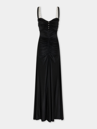 Paco Rabanne BLACK DRAPED MAXI DRESS WITH MIRROR-EFFECT EMBELLISHMENTS outlook