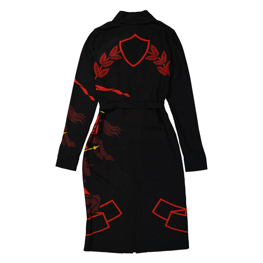 Burberry EKD Print Belted Silk Midi Shirt Dress - 2