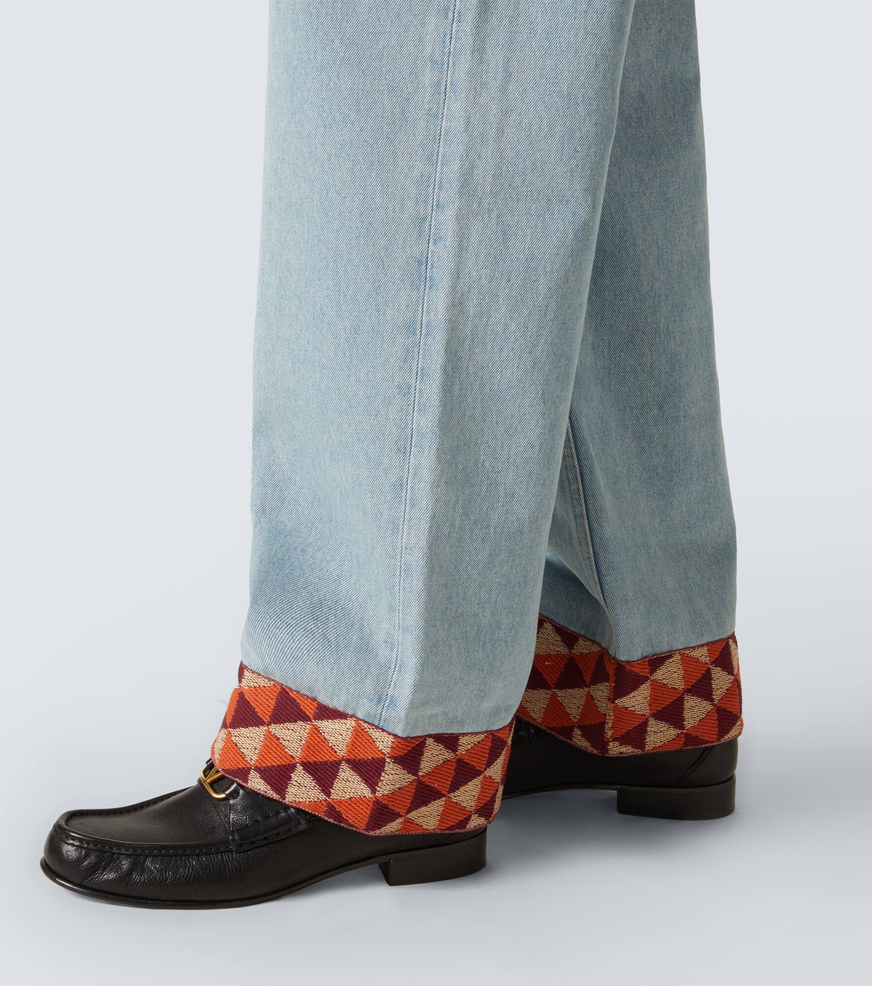 Jacquard-trimmed wide-leg jeans - 5