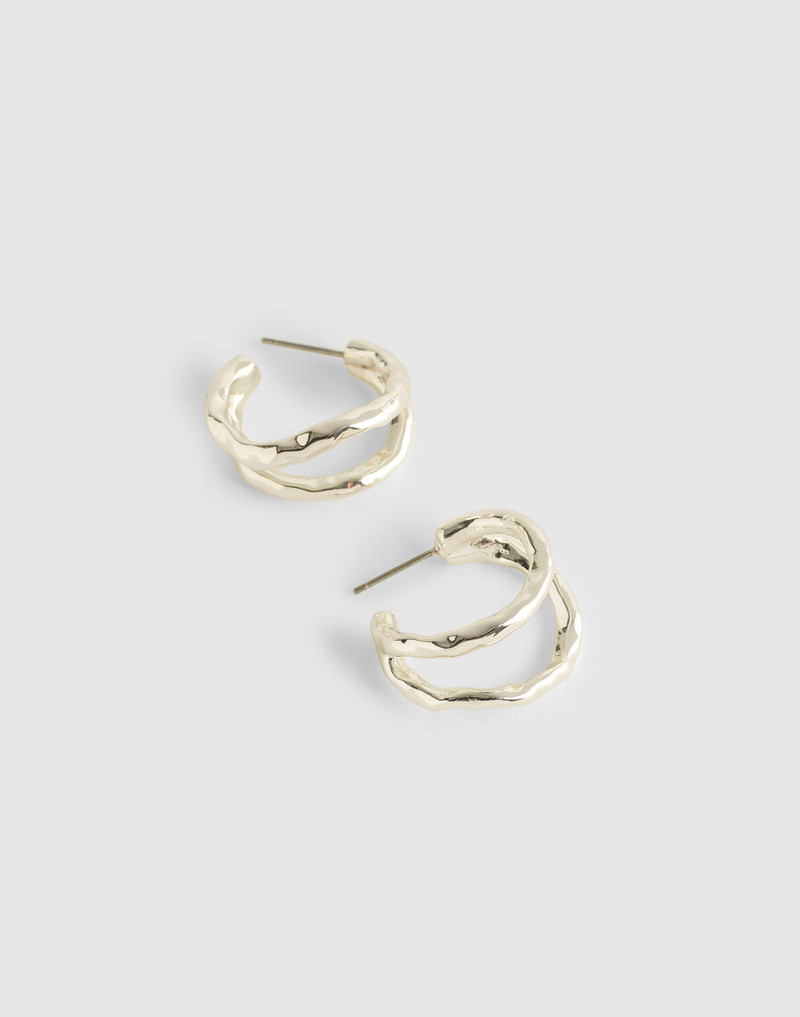 Hammered Sculptural Double-Hoop Earrings 1