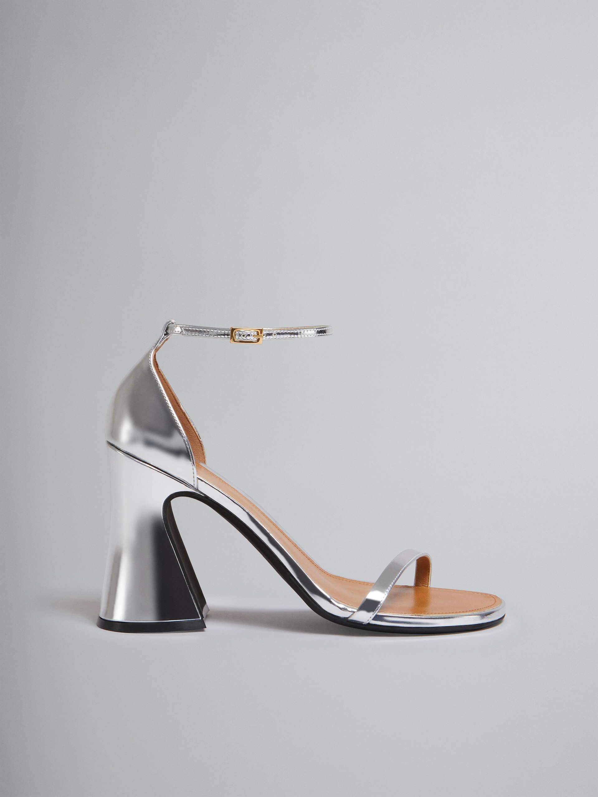 SILVER MIRRORED LEATHER SANDAL - 1
