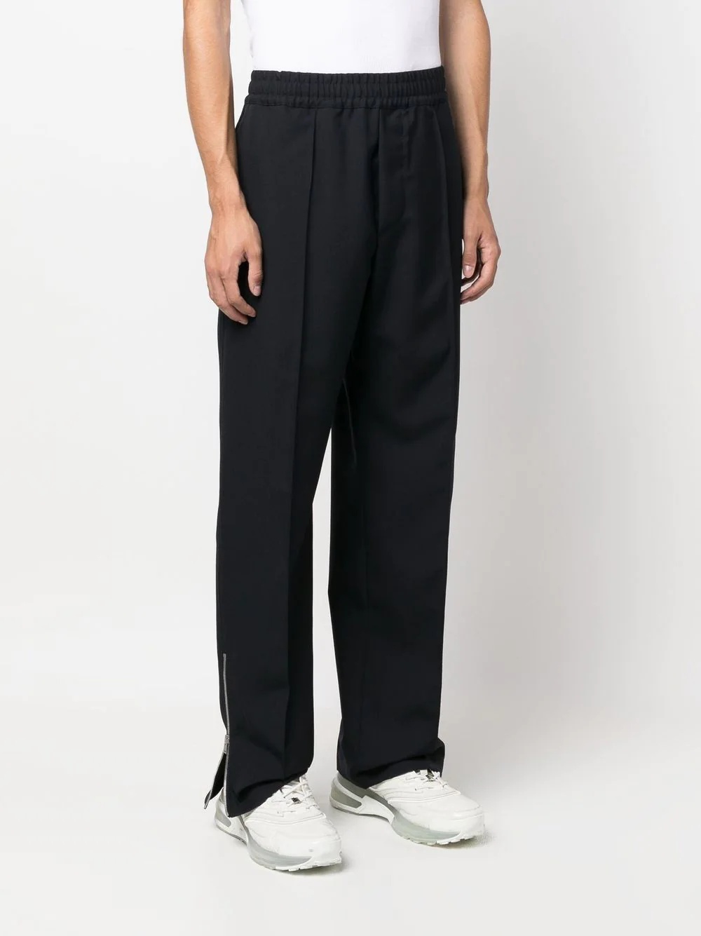 elasticated-waist straight-leg trousers - 3