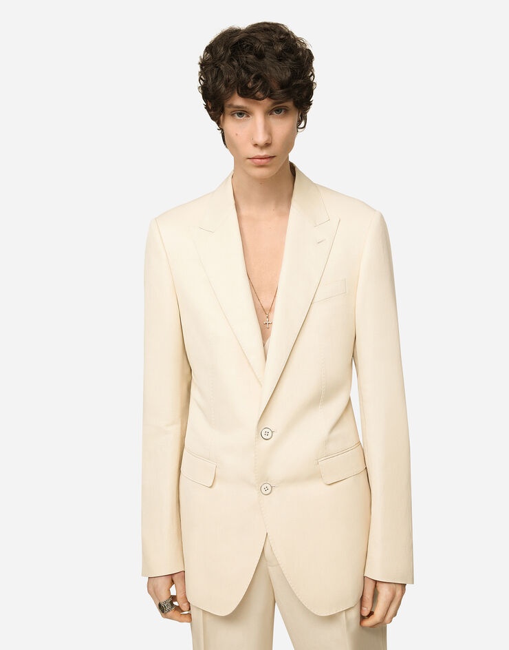 Single-breasted Taormina jacket in linen, cotton and silk - 4