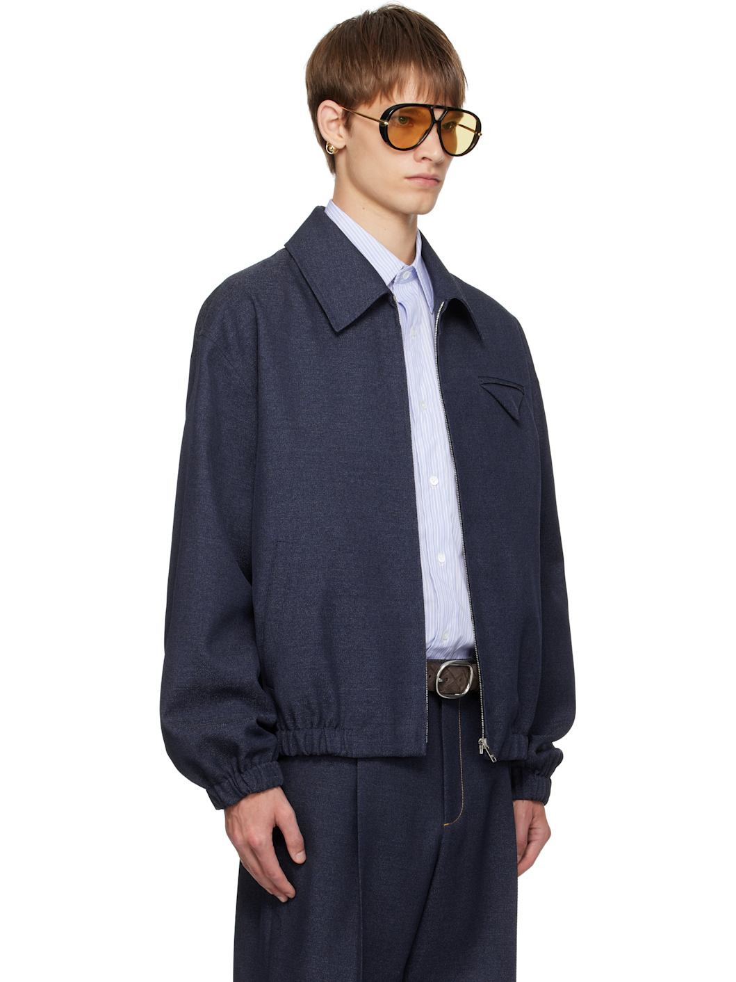 Navy Wool Blouson Jacket - 2