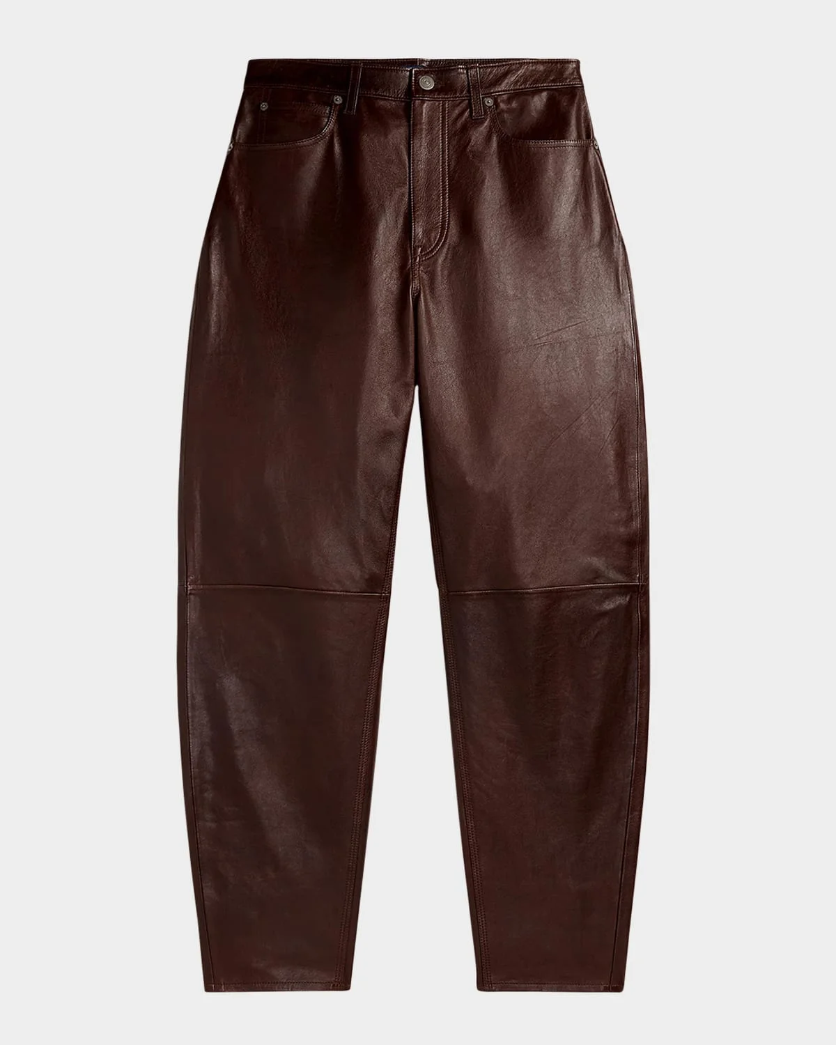 Curved Tapered Leather Pants - 1