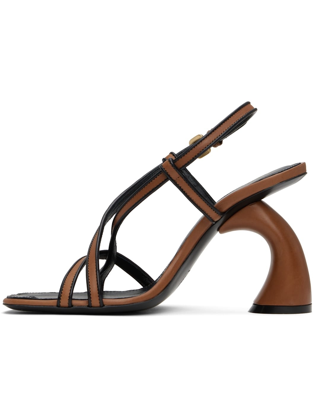 Tan & Black Trimmed Heeled Sandals - 3