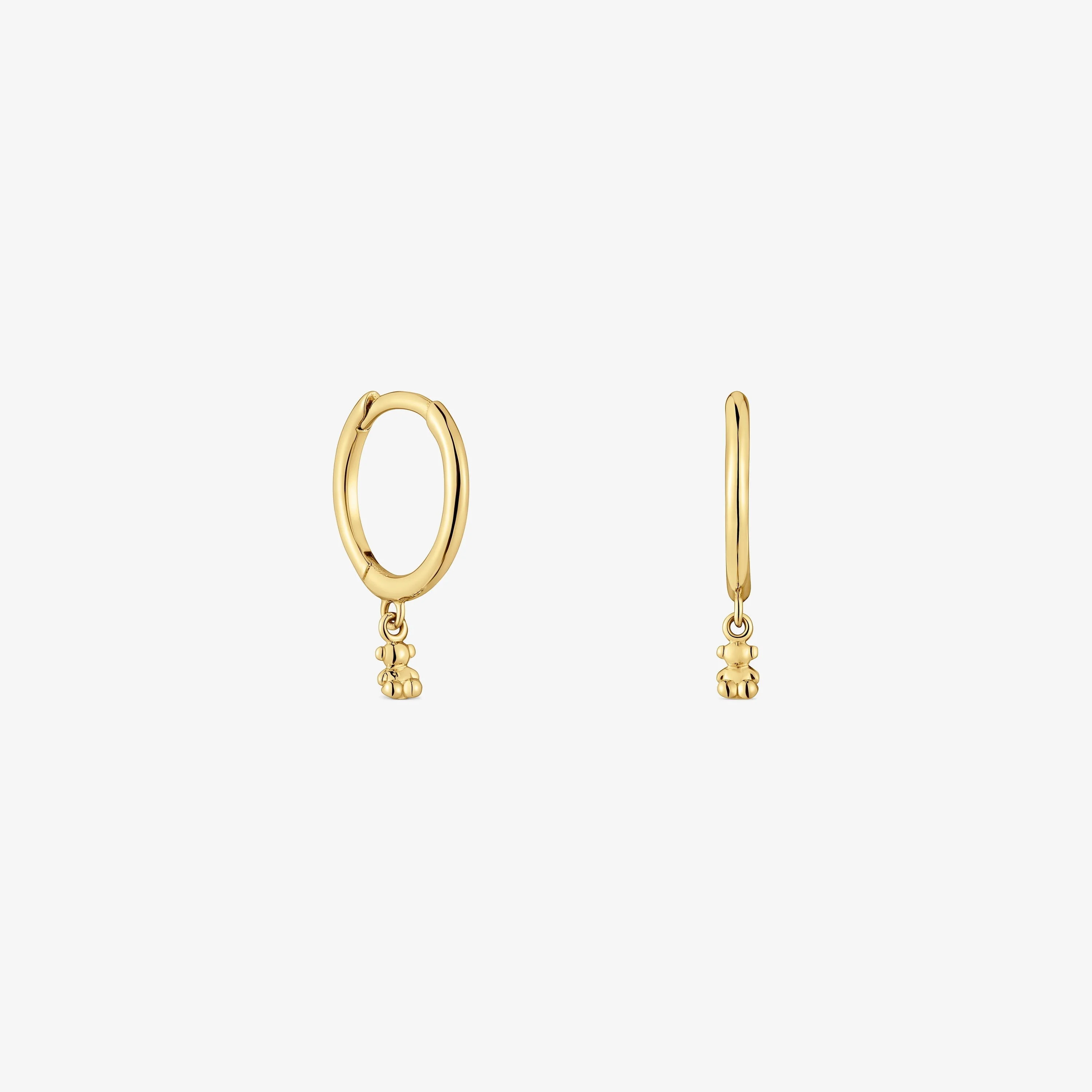 18K solid gold and bear charm Hoop earrings Bold Bear - 1