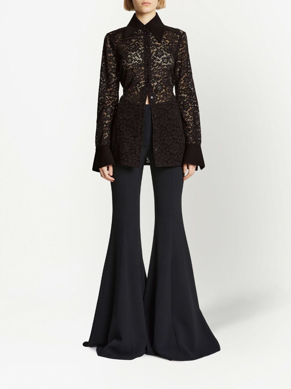 floral-lace detail shirt - 2