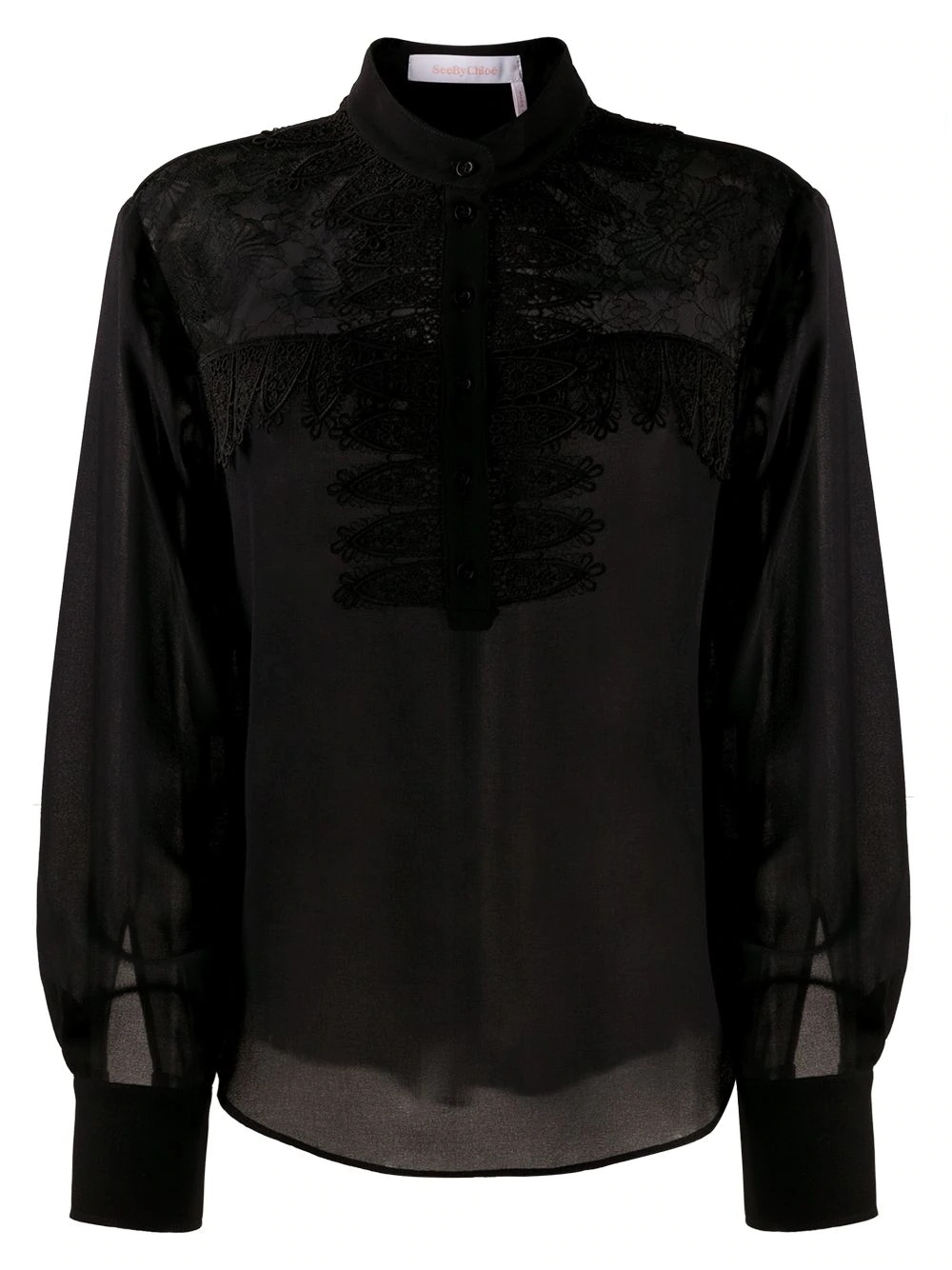 raschel lace-yoke blouse - 1