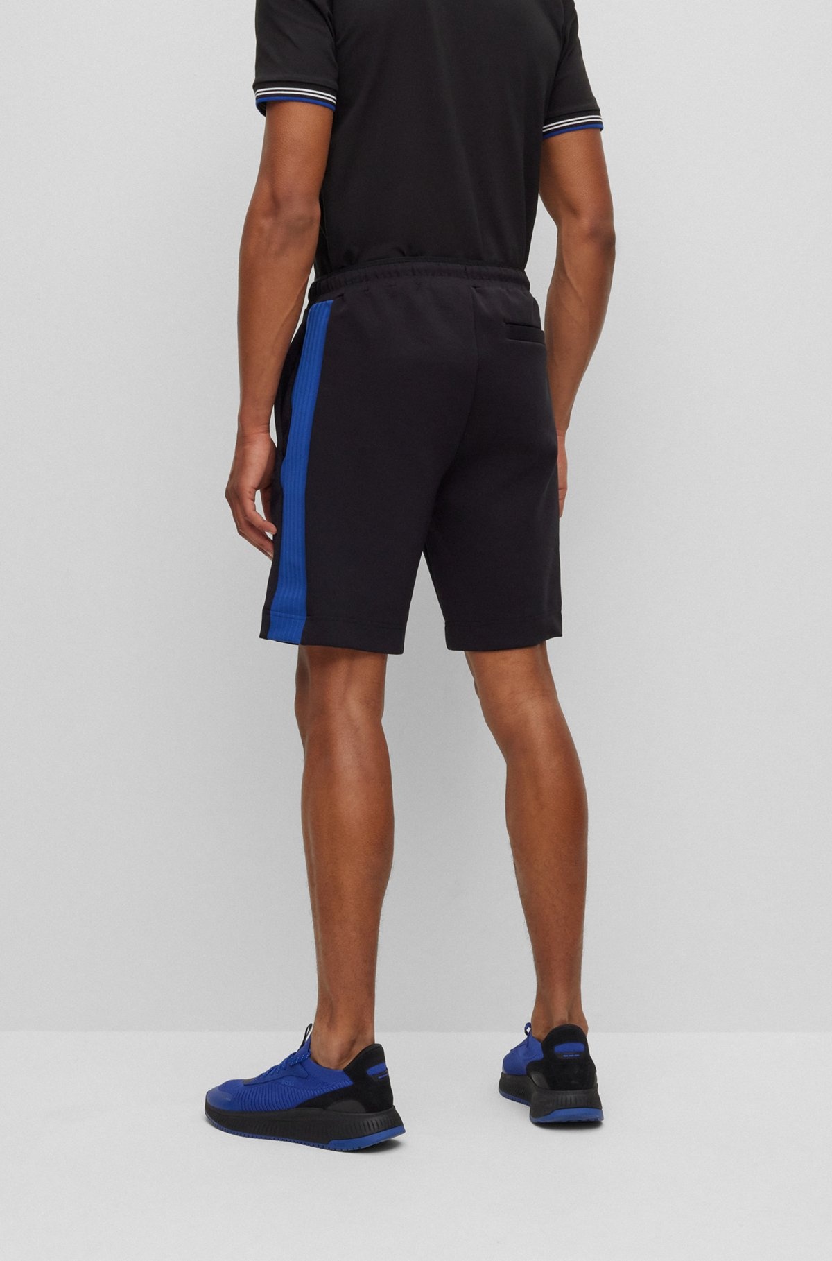 STRETCH-COTTON-BLEND SHORTS WITH TAPE TRIMS - 5