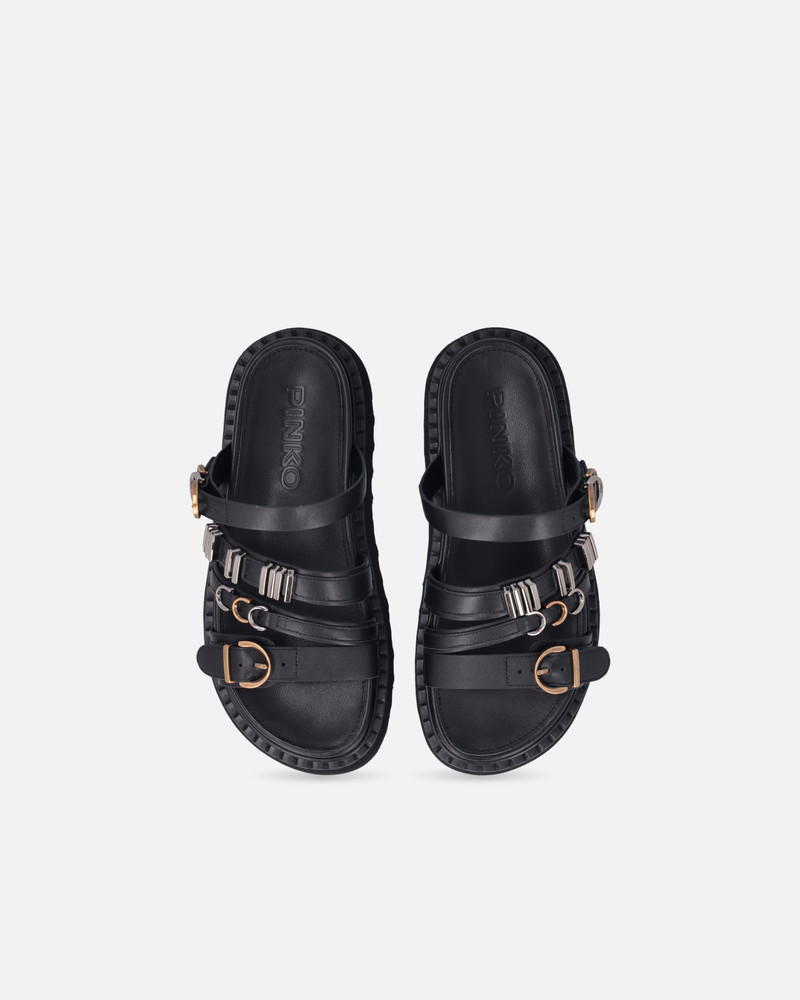 LEATHER SLIPPERS WITH WEDGE AND STRAPS 9