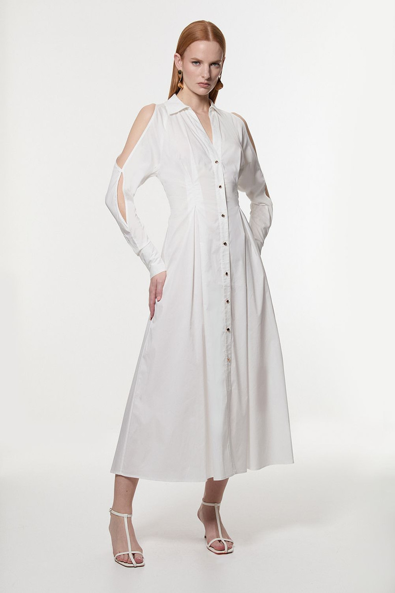 Cotton Poplin Woven Maxi Shirt Dress 1