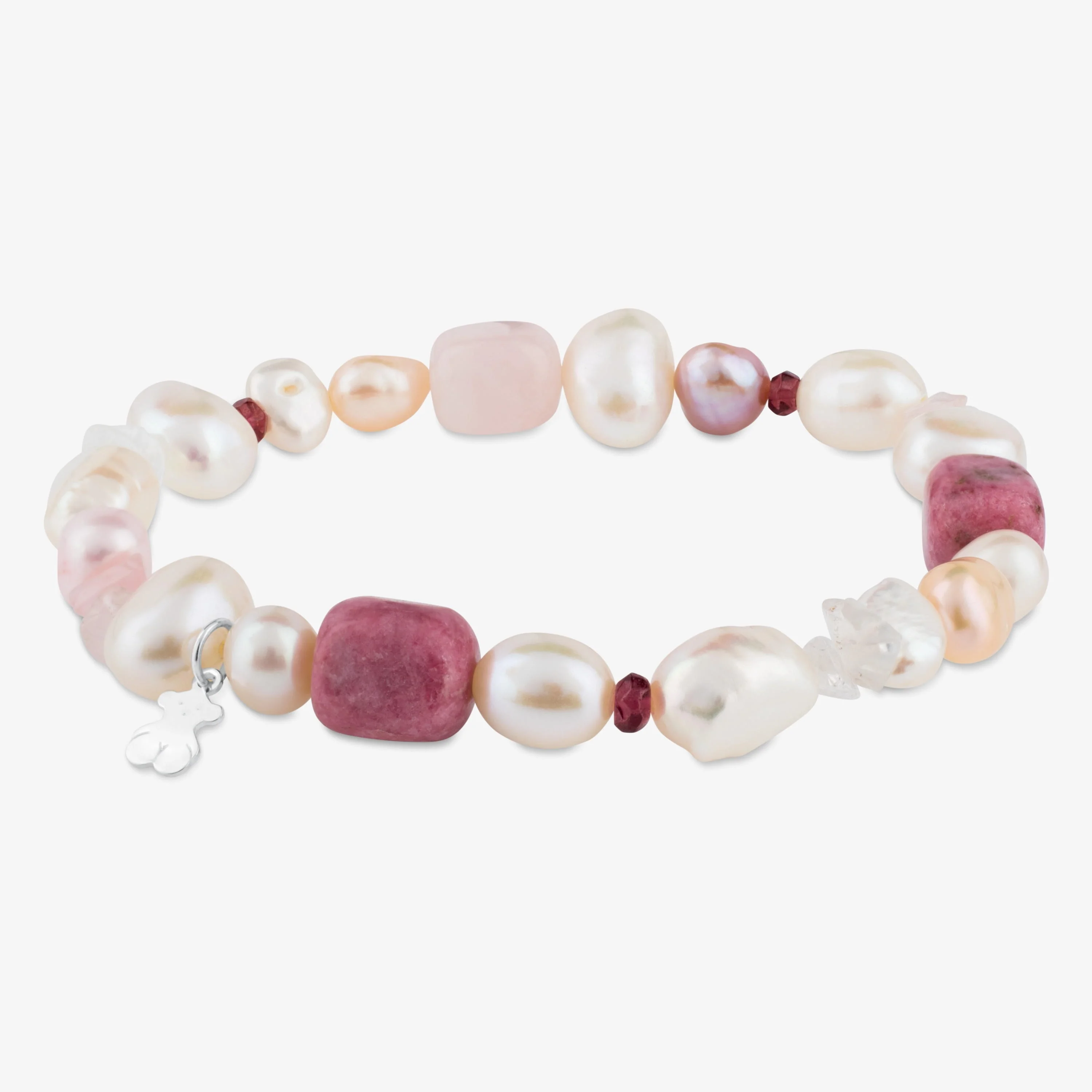 Silver TOUS Pearls Bracelet with Pearls, Garnets and Rhodonites - 1