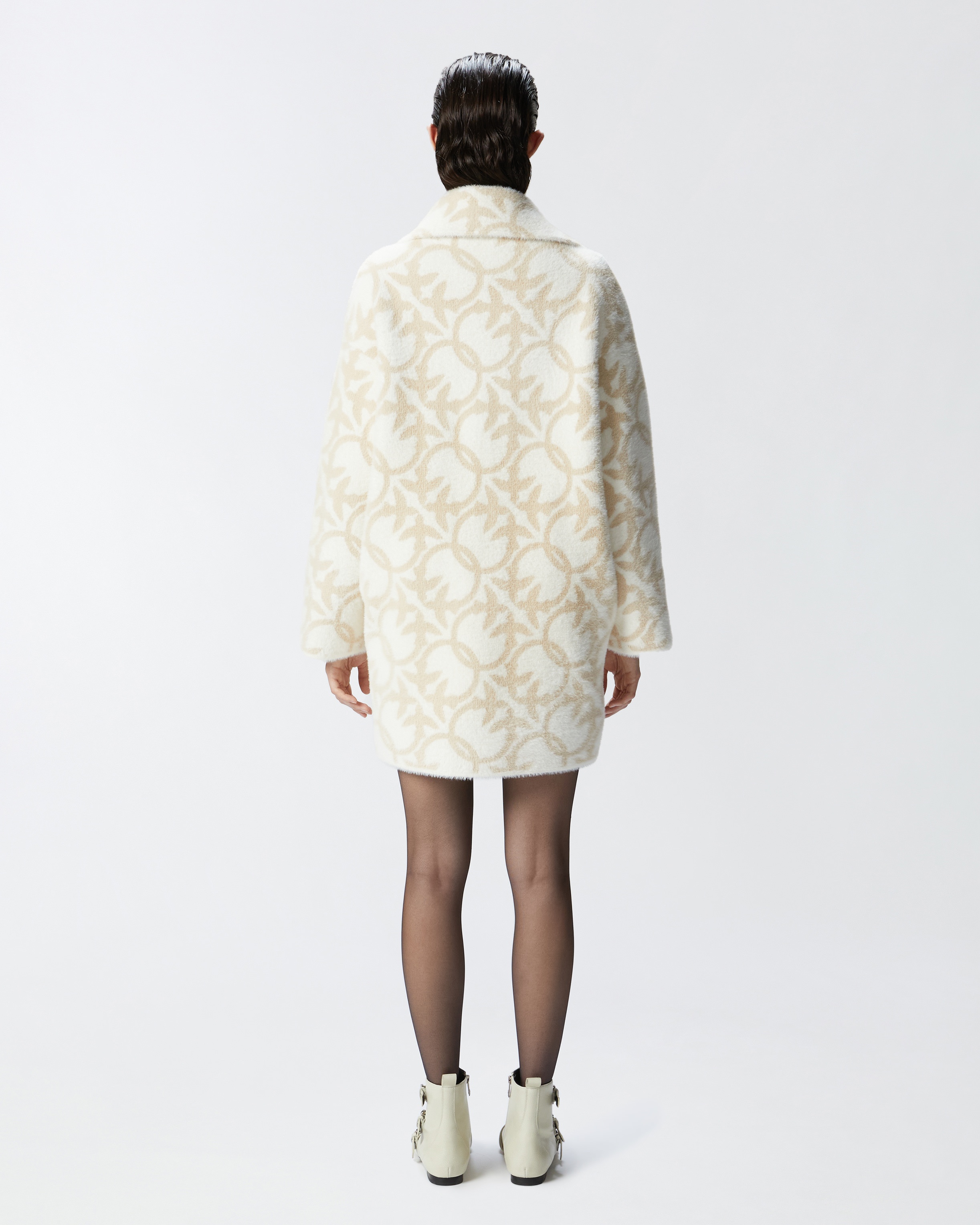 SHORT FAUX FUR COAT WITH LOGO - 4