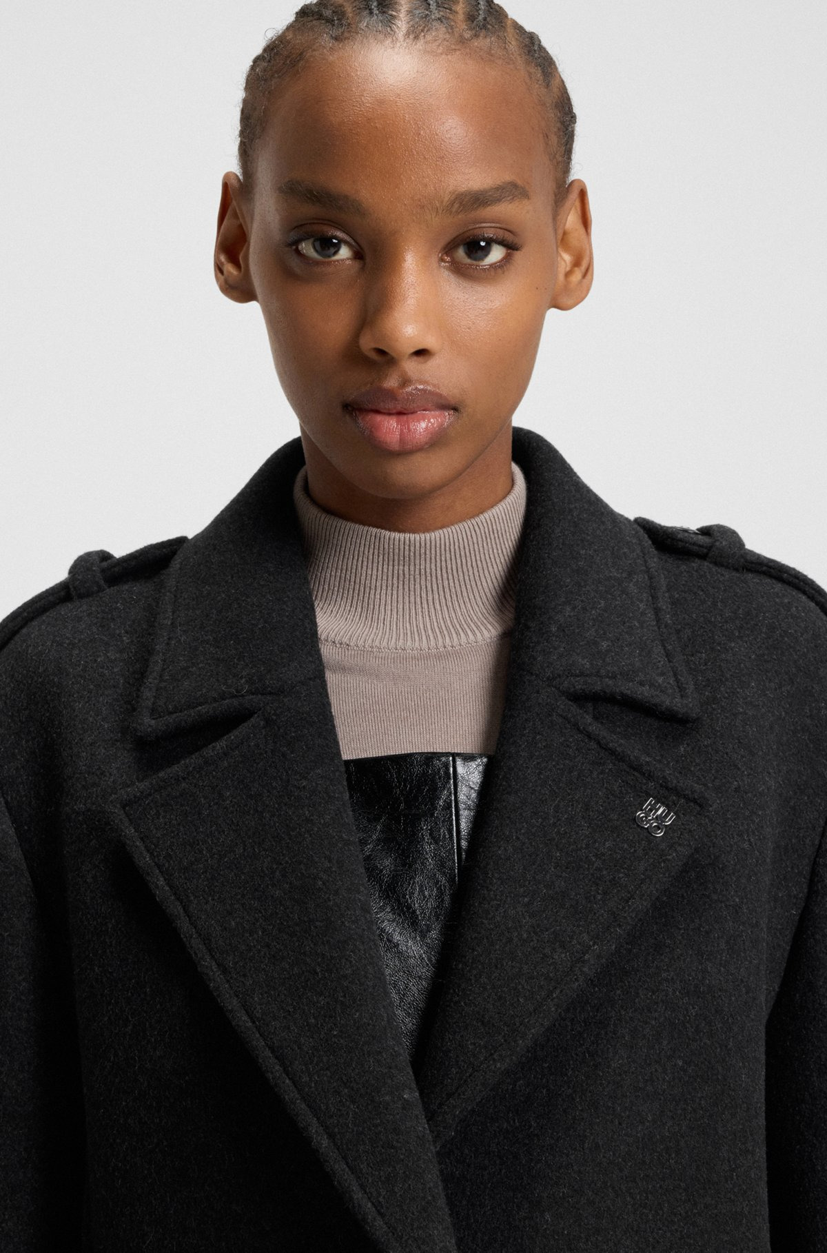 RELAXED-FIT LONG-LENGTH COAT WITH STACKED-LOGO RIVET - 5