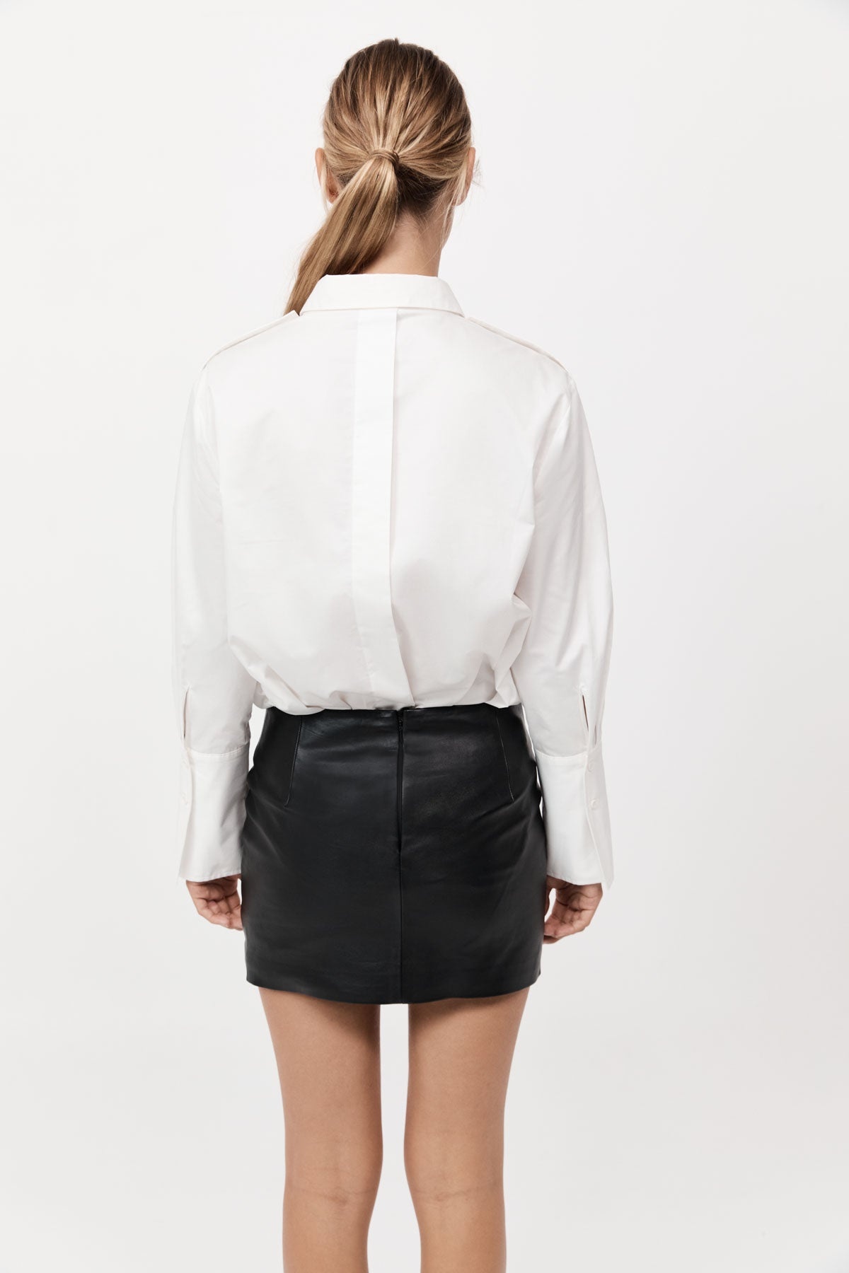 Leather Mini Skirt Black - 4