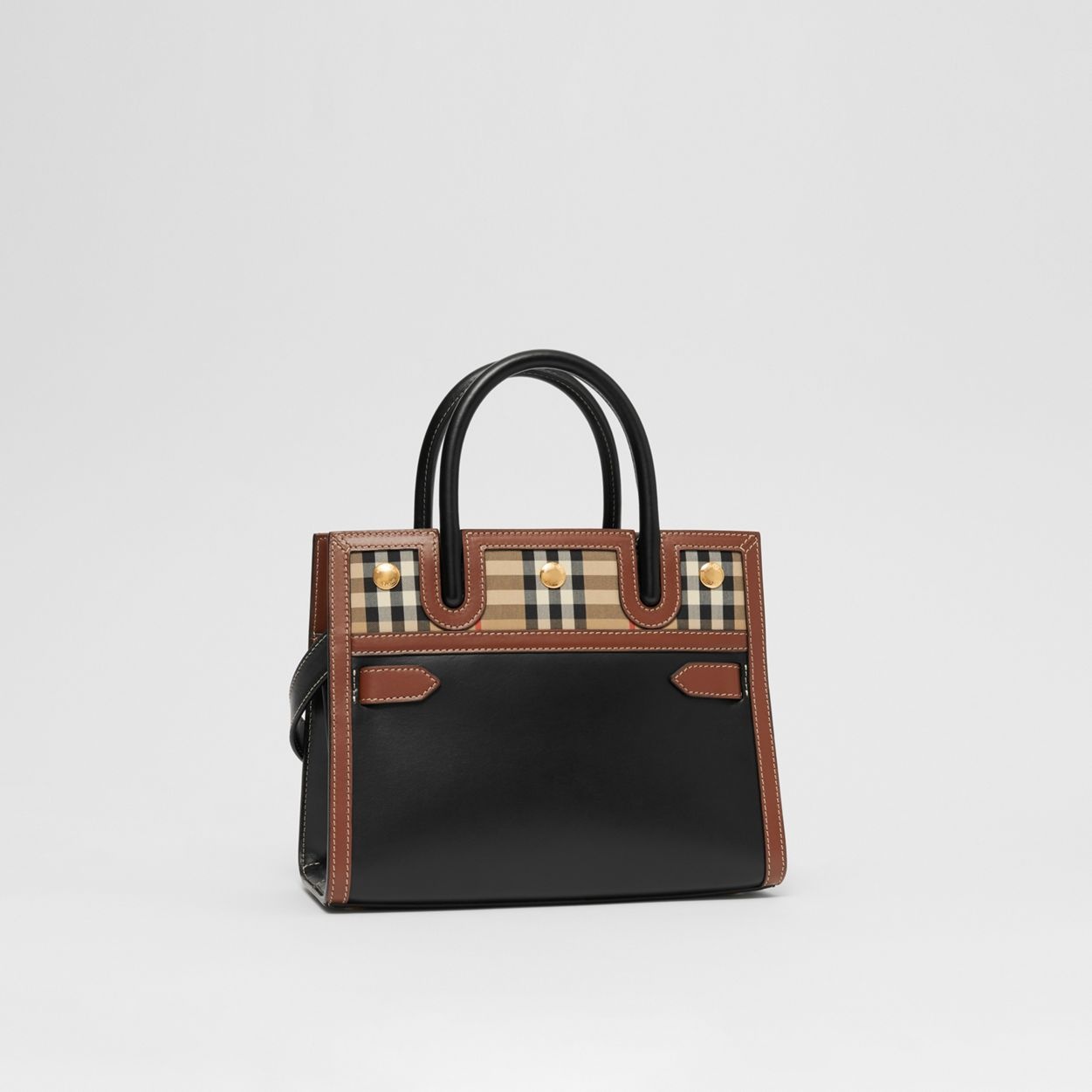 Mini Leather and Vintage Check Two-handle Title Bag - 7