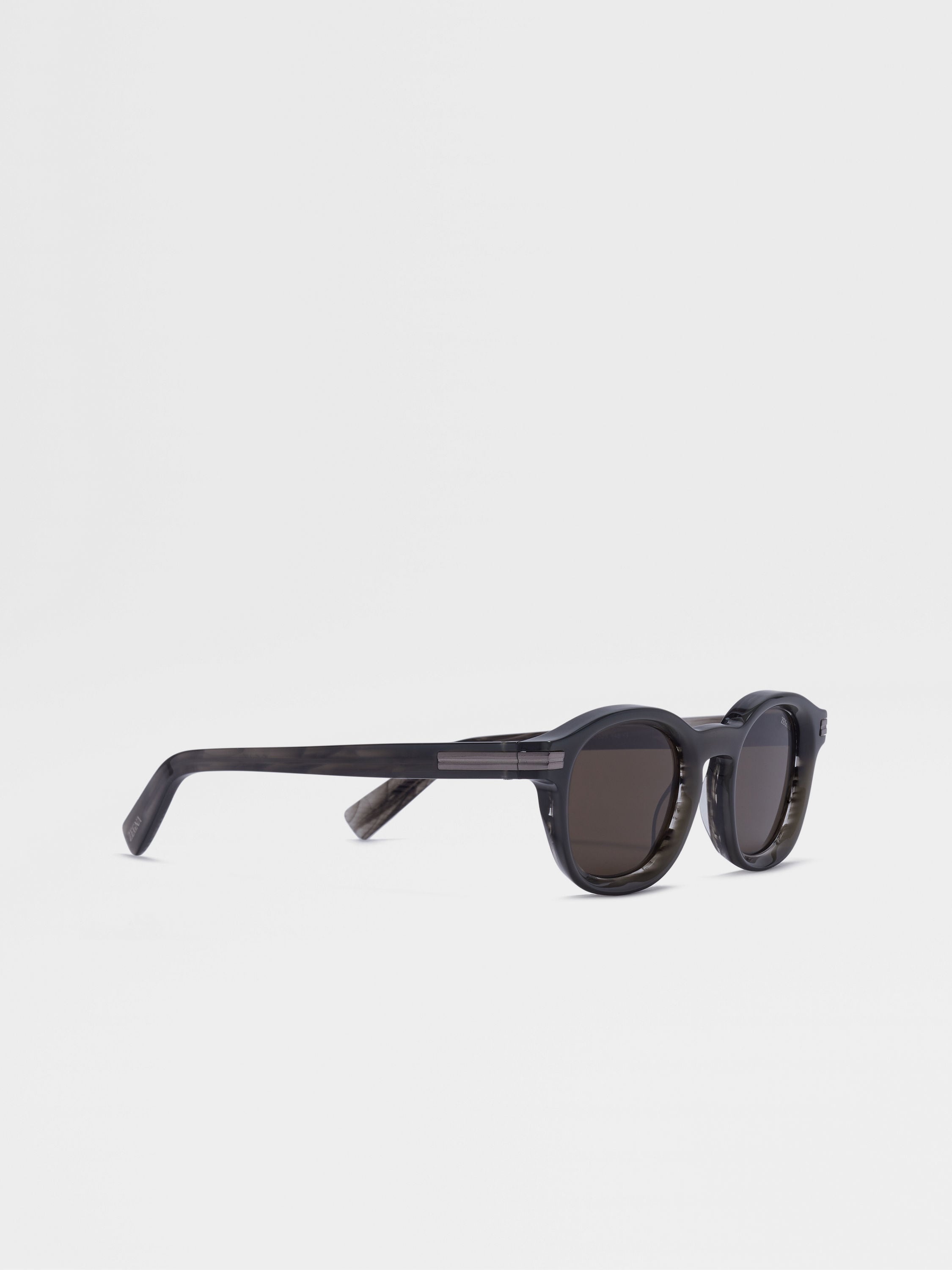 OPAL GREY AND STRIPED GREY AURORA I ACETATE SUNGLASSES - 3