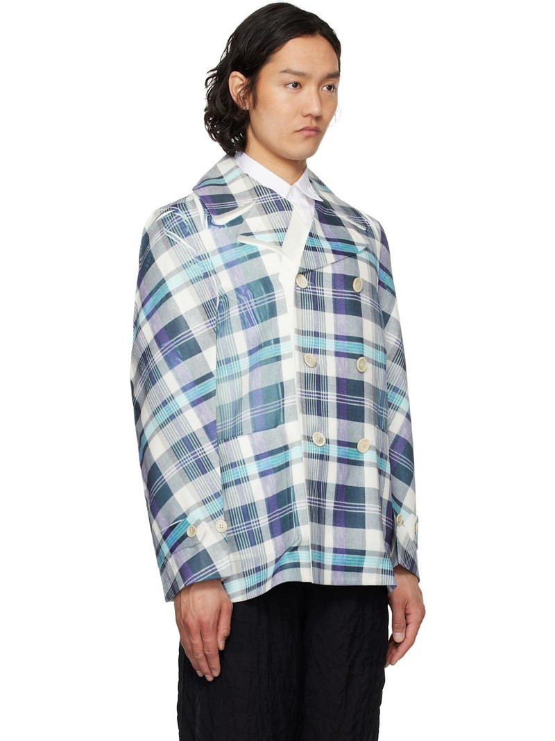 Blue & Gray Twill Garment Printed Blazer 2