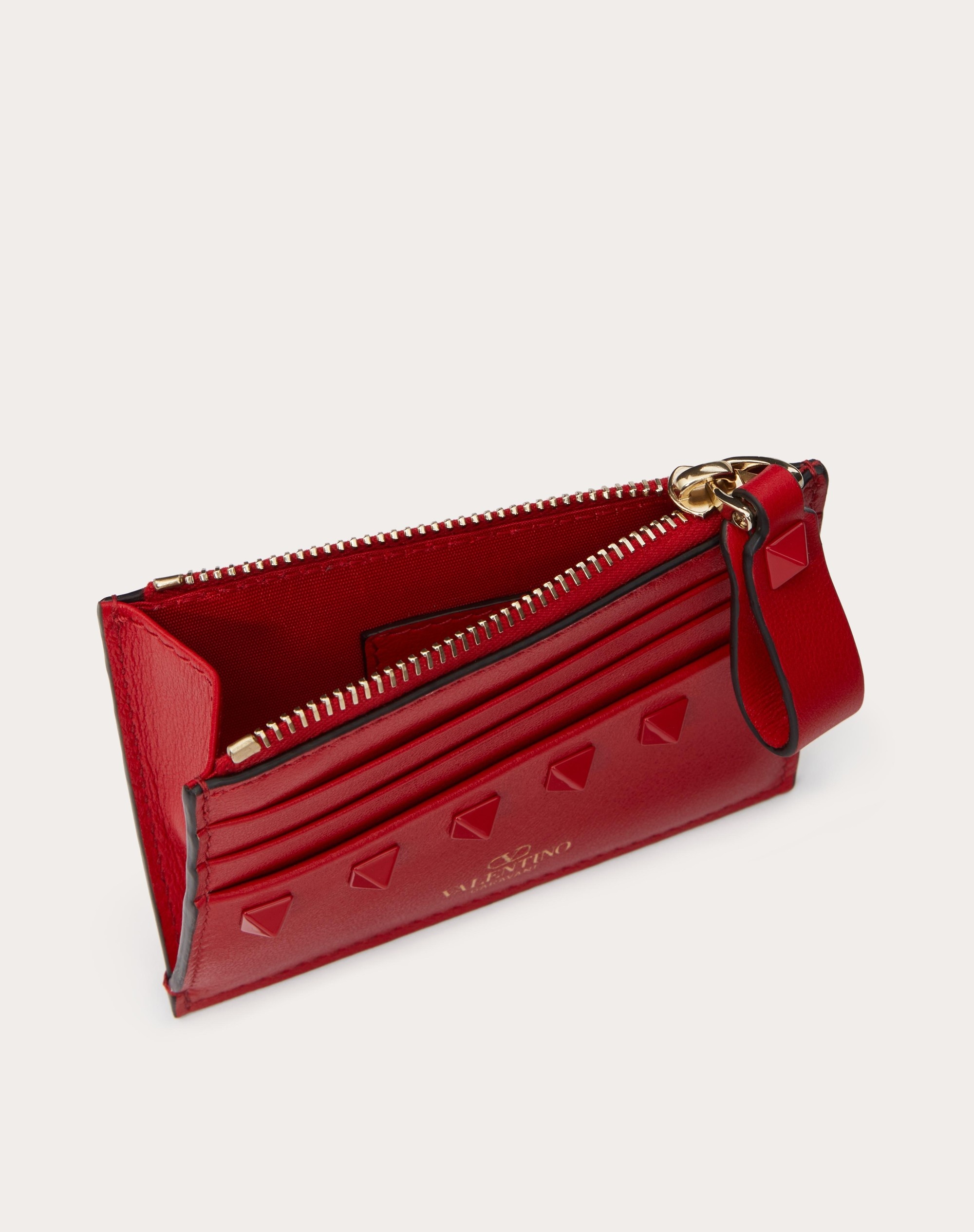 ROCKSTUD CALFSKIN CARDHOLDER WITH ZIPPER - 5