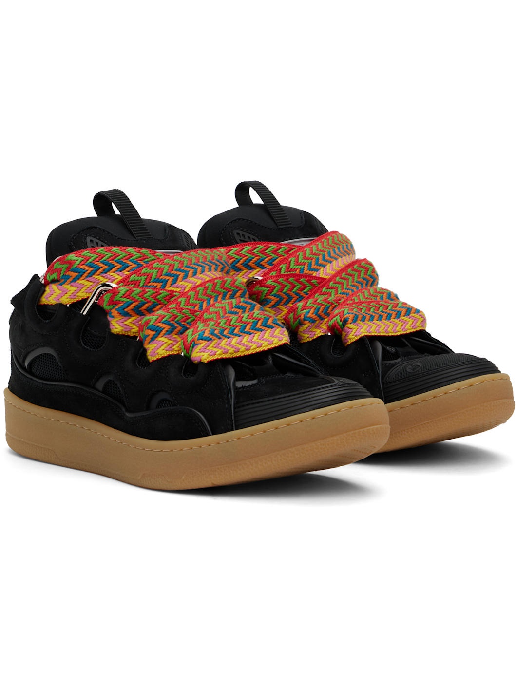 Black Leather Curb Sneakers - 4