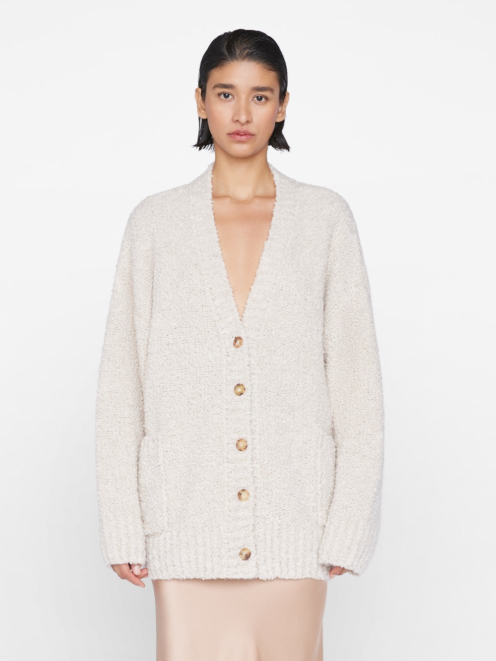 Boucle Cardi in Oatmeal Heather - 3