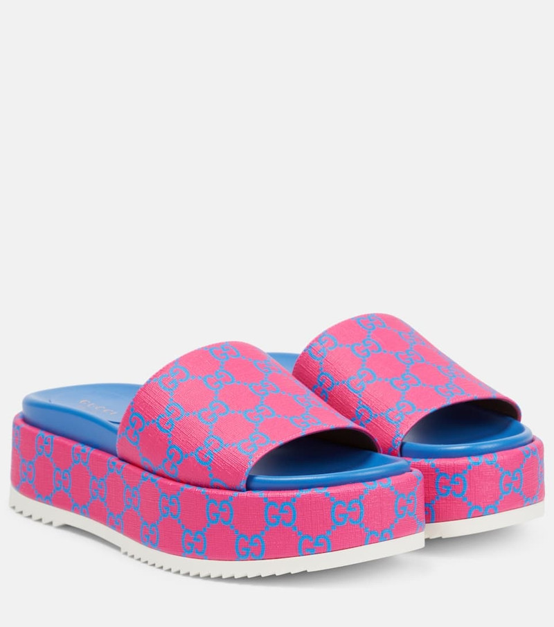 logo-print platform slide sandals - 1