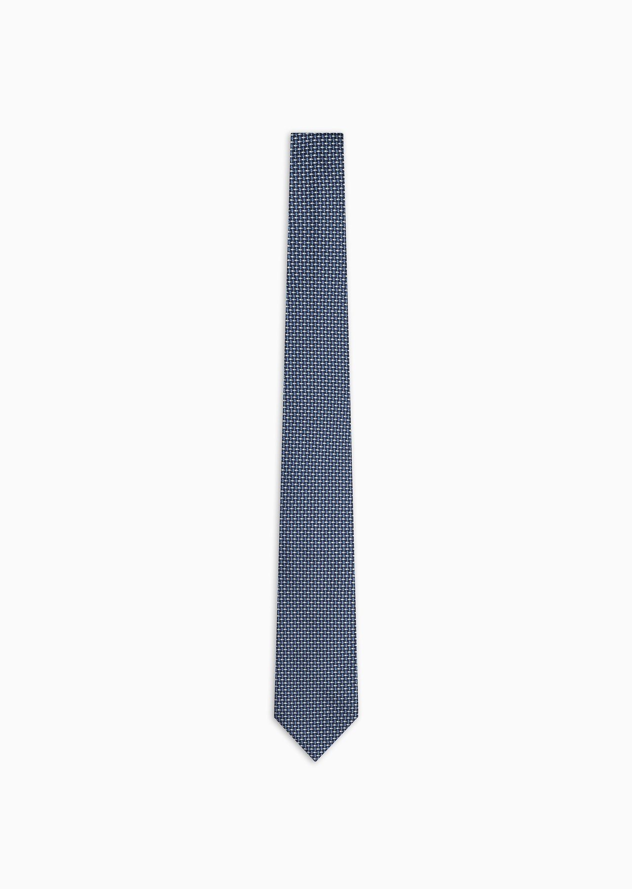 Pure silk tie with jacquard op-art motif - 1