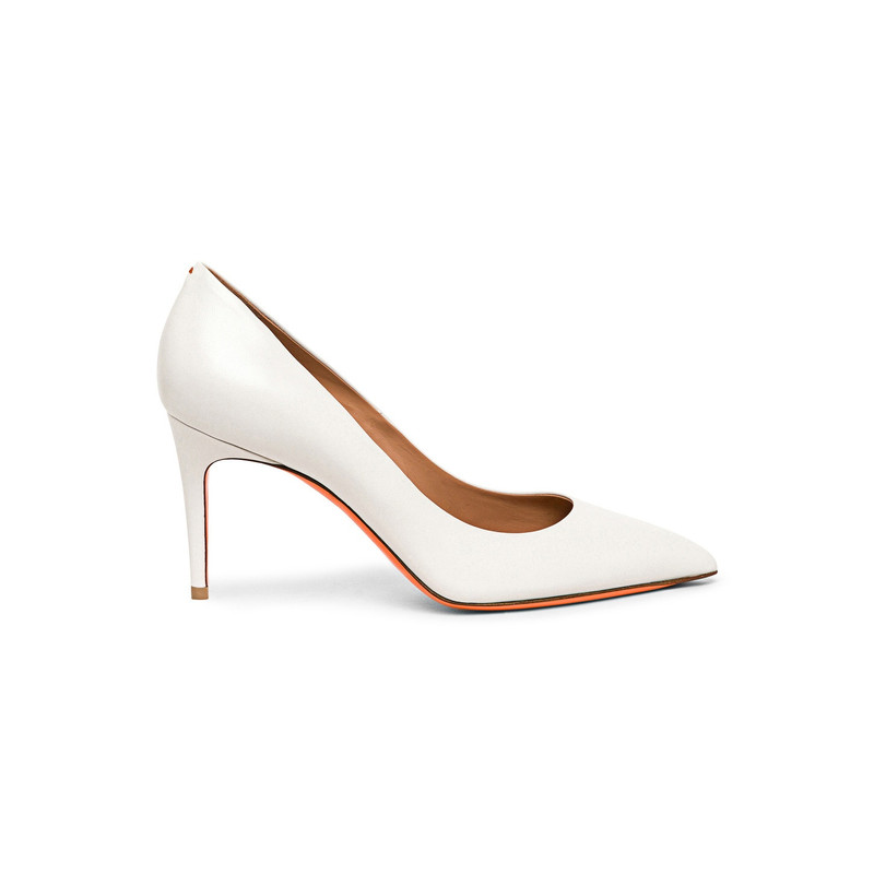 Women's white leather high-heel pump 1