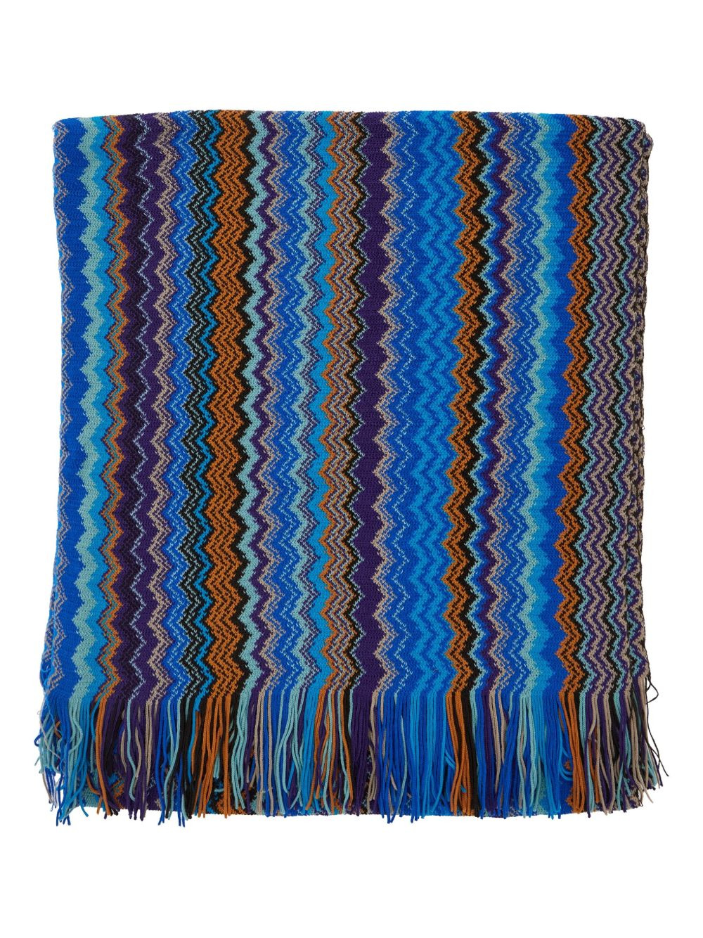 zigzag-pattern fringed scarf - 1