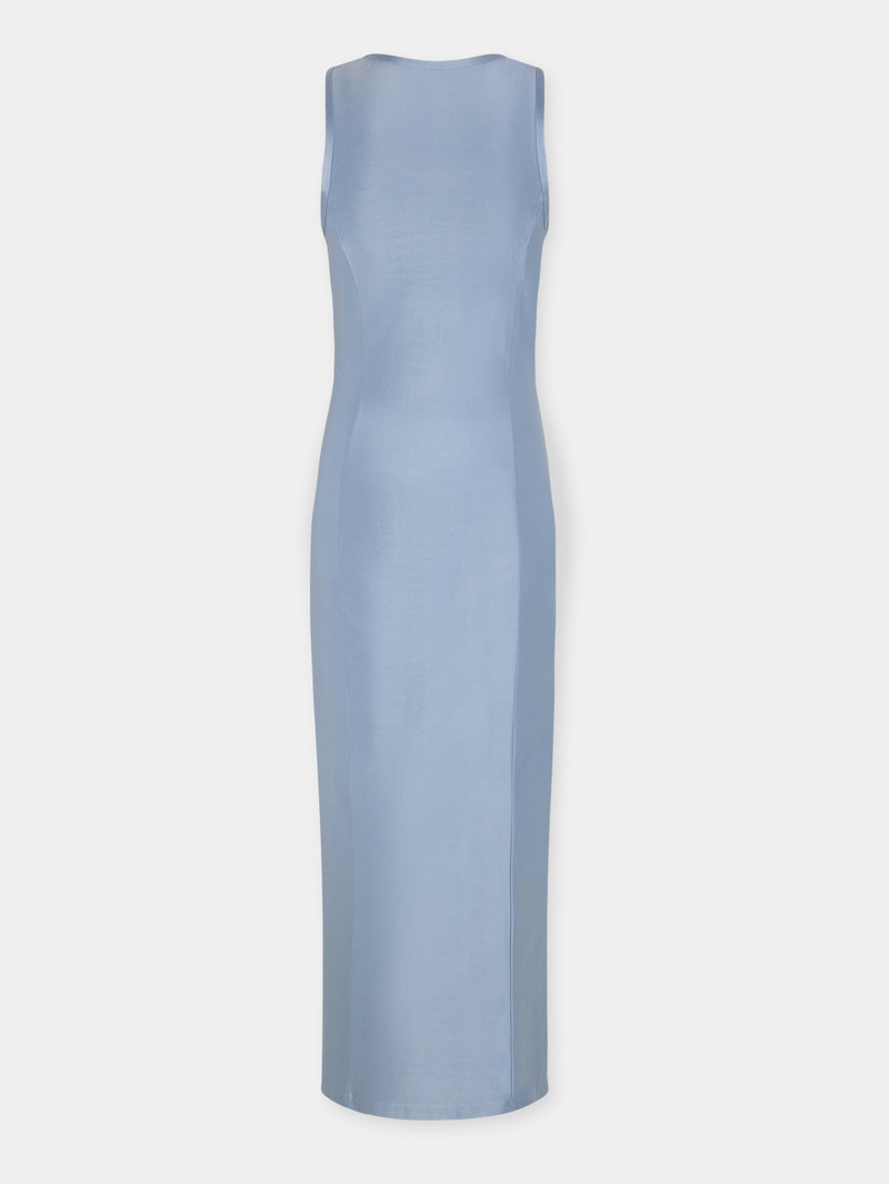 SLEEVELESS FADED BLUE DRAPPÉ PRESSION DRESS 6