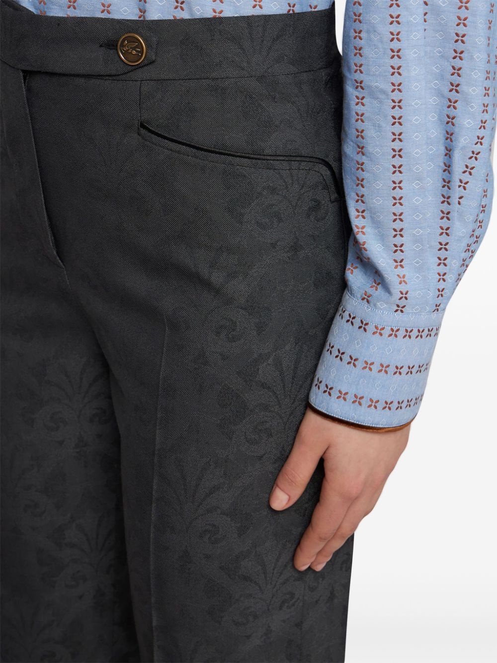 floral-jacquard trousers - 5