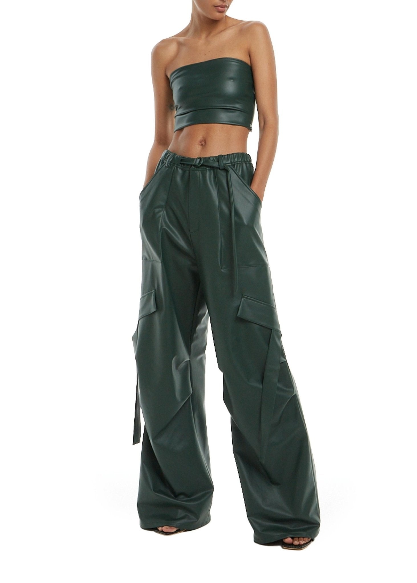 Faux Leather Tube Top - 3