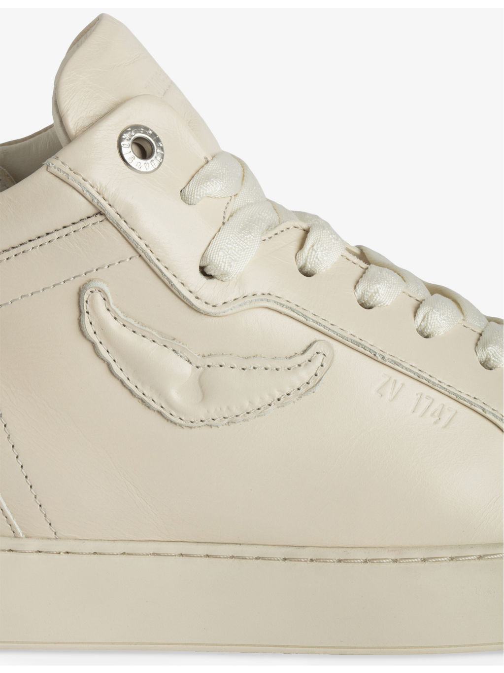 Mid Fly Wing-Embroidered Leather Mid-Top Trainers - 5