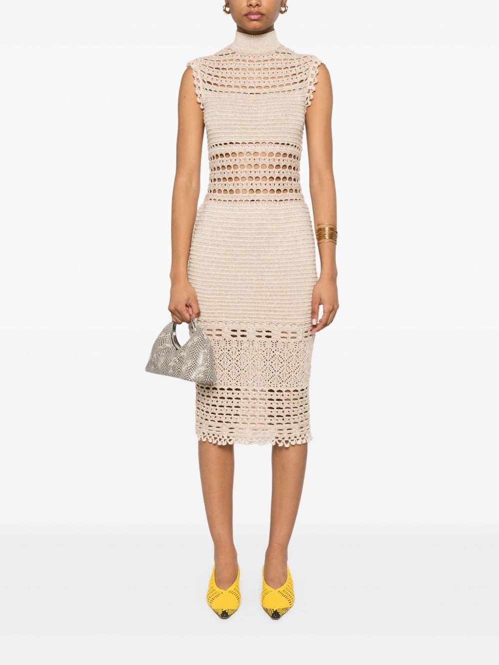 crochet-knit midi dress - 2