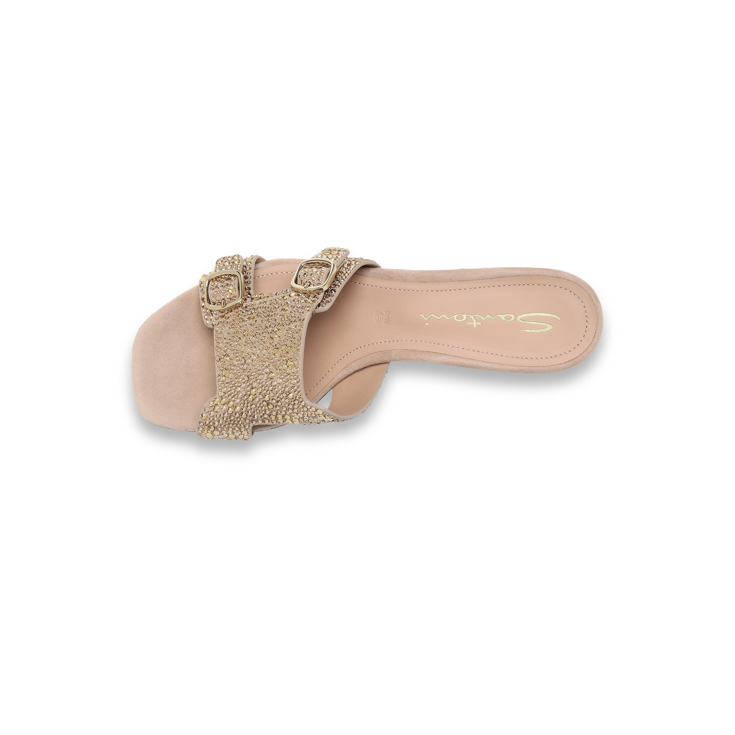 Women's gold suede and strass low-heel Didi sandal - 4