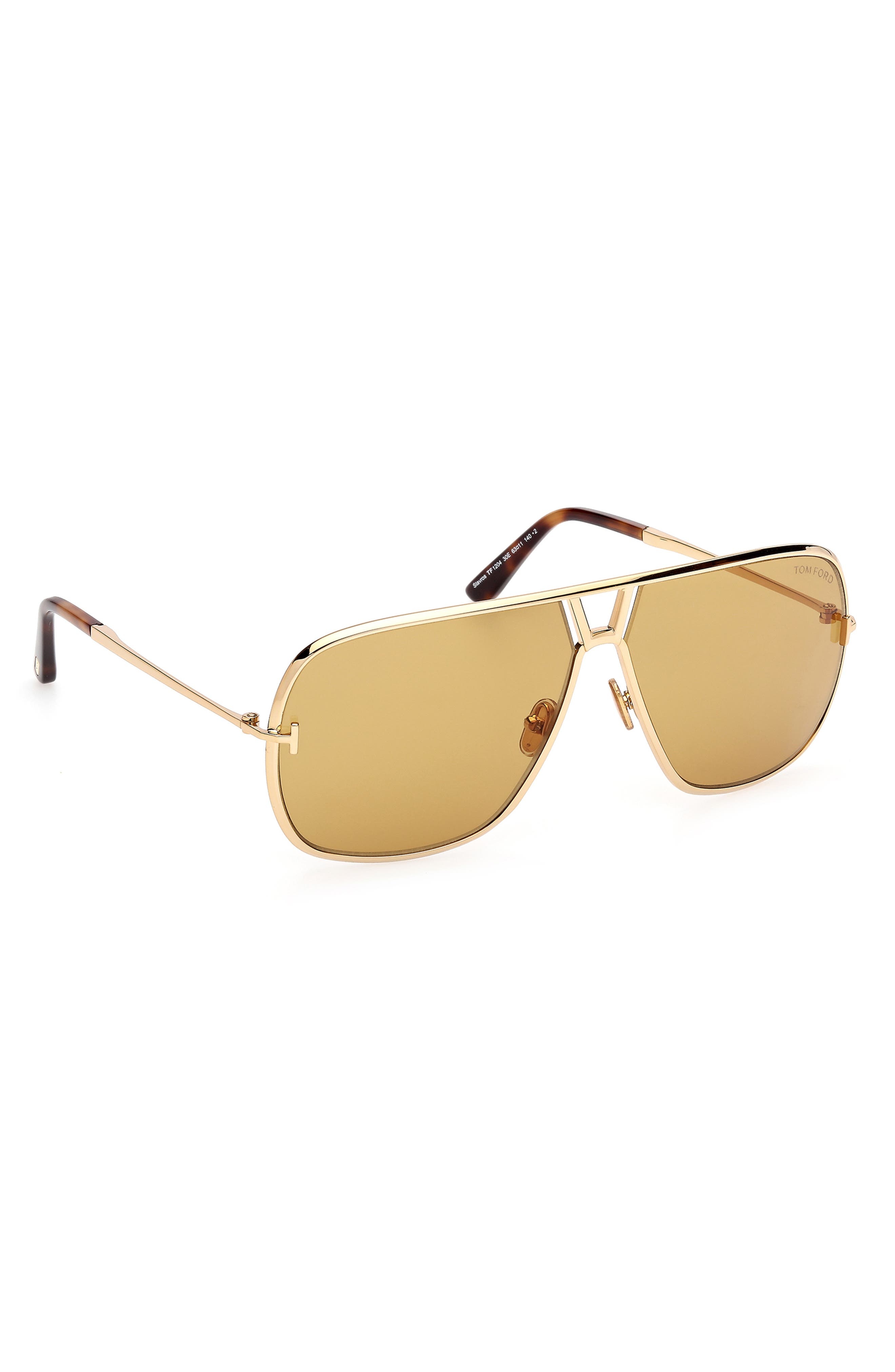 TOM FORD Stavros 63mm Oversize Navigator Sunglasses in Shiny Gold /Classic Havana at Nordstrom - 5