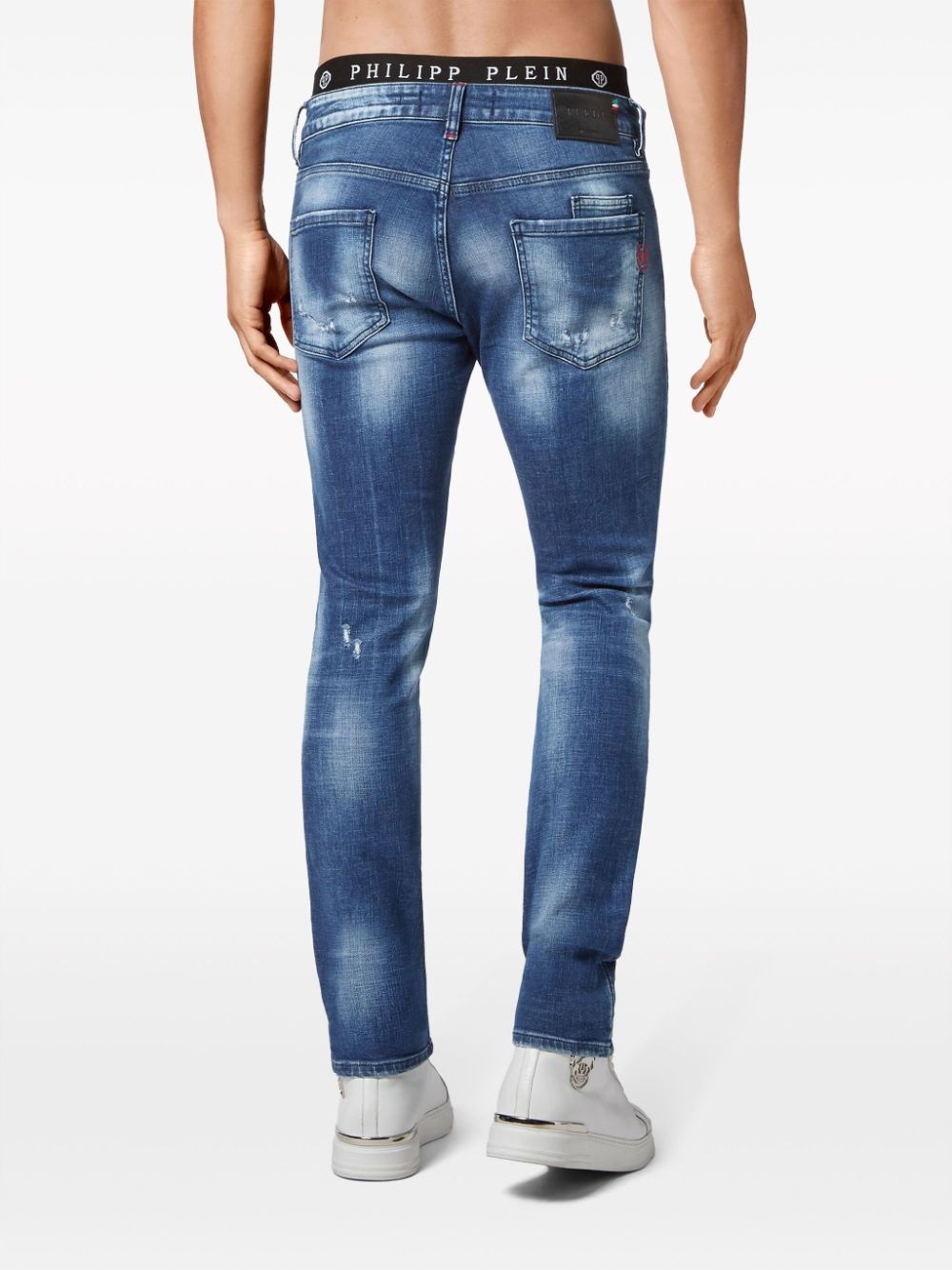 distressed straight-leg jeans - 3