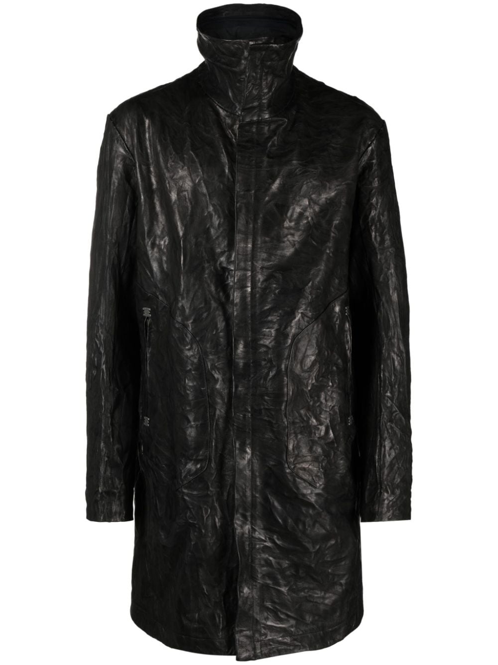 leather wrinkled-effect jacket - 1