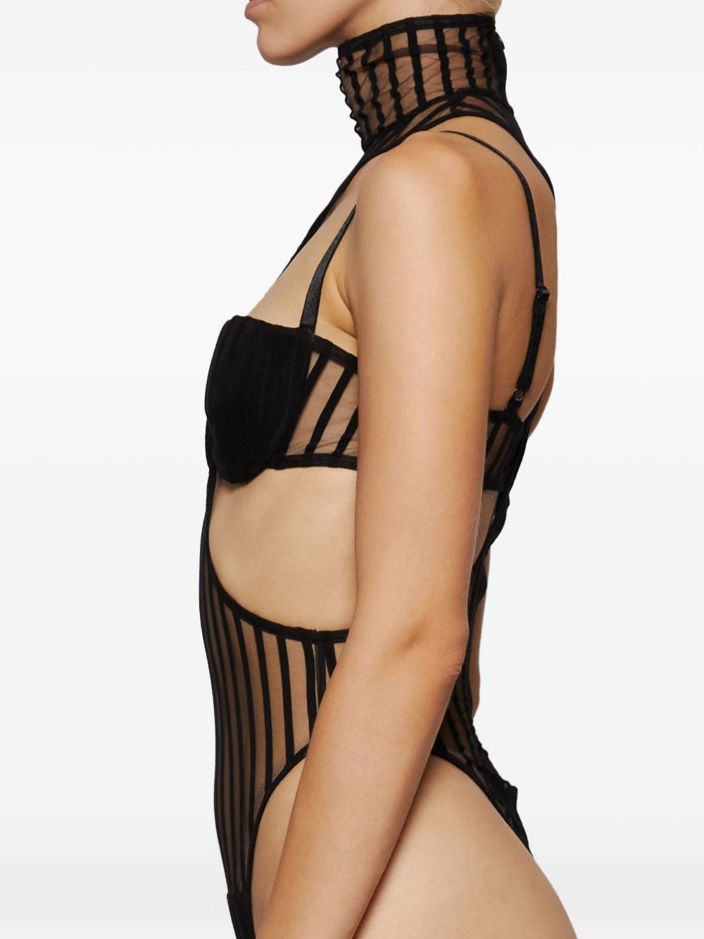 mock-neck striped bodysuit - 4