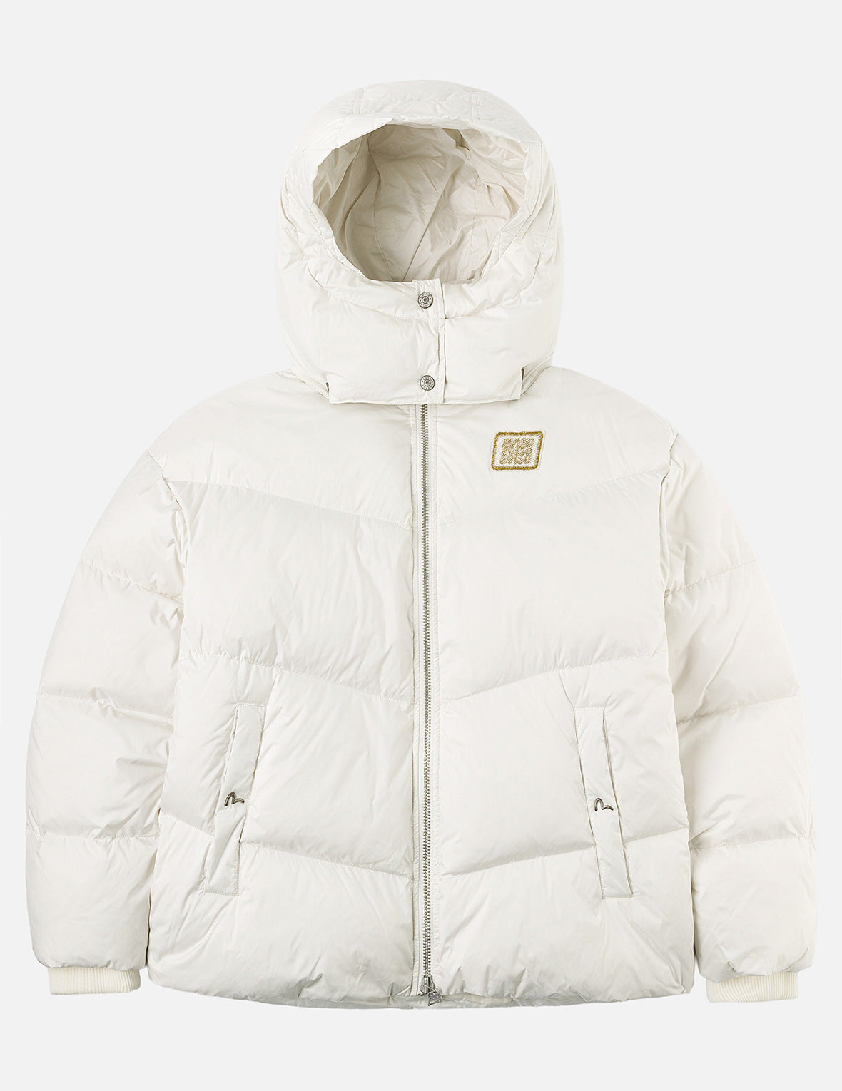 Gold-Thread Cat Appliqué Fashion Fit Down Jacket with Detachable Hood - 3
