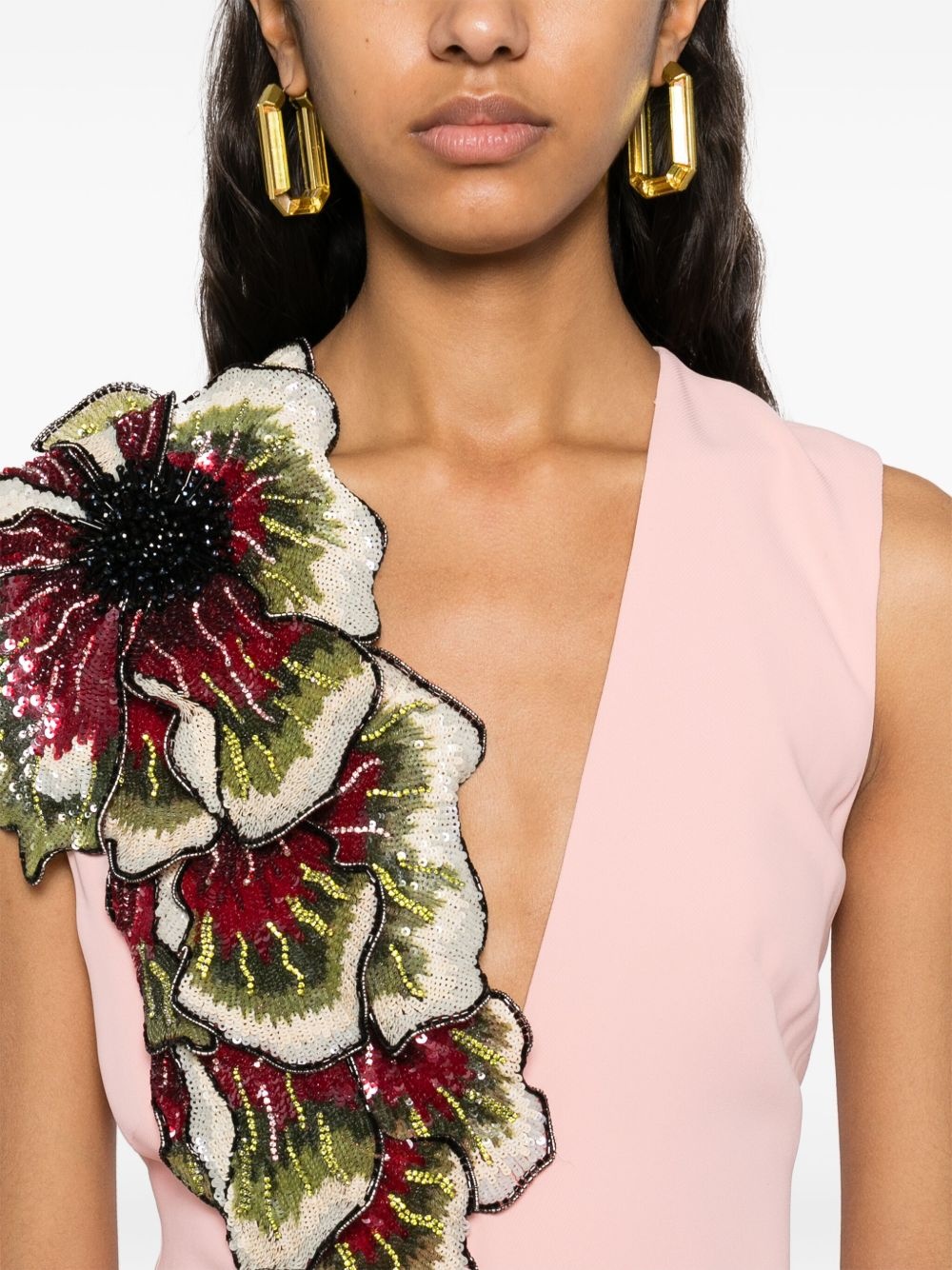 floral-appliqué gown - 5