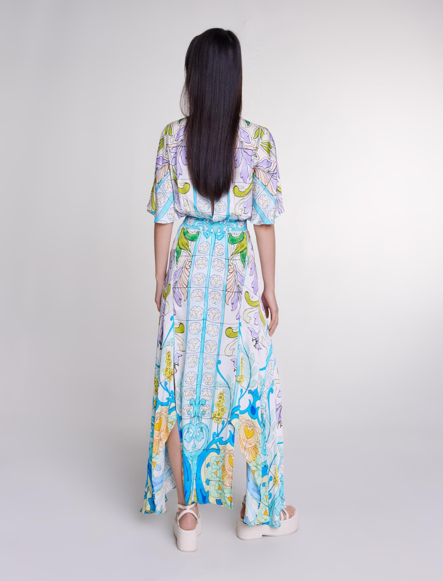 Satin-look patterned maxi dress - 4
